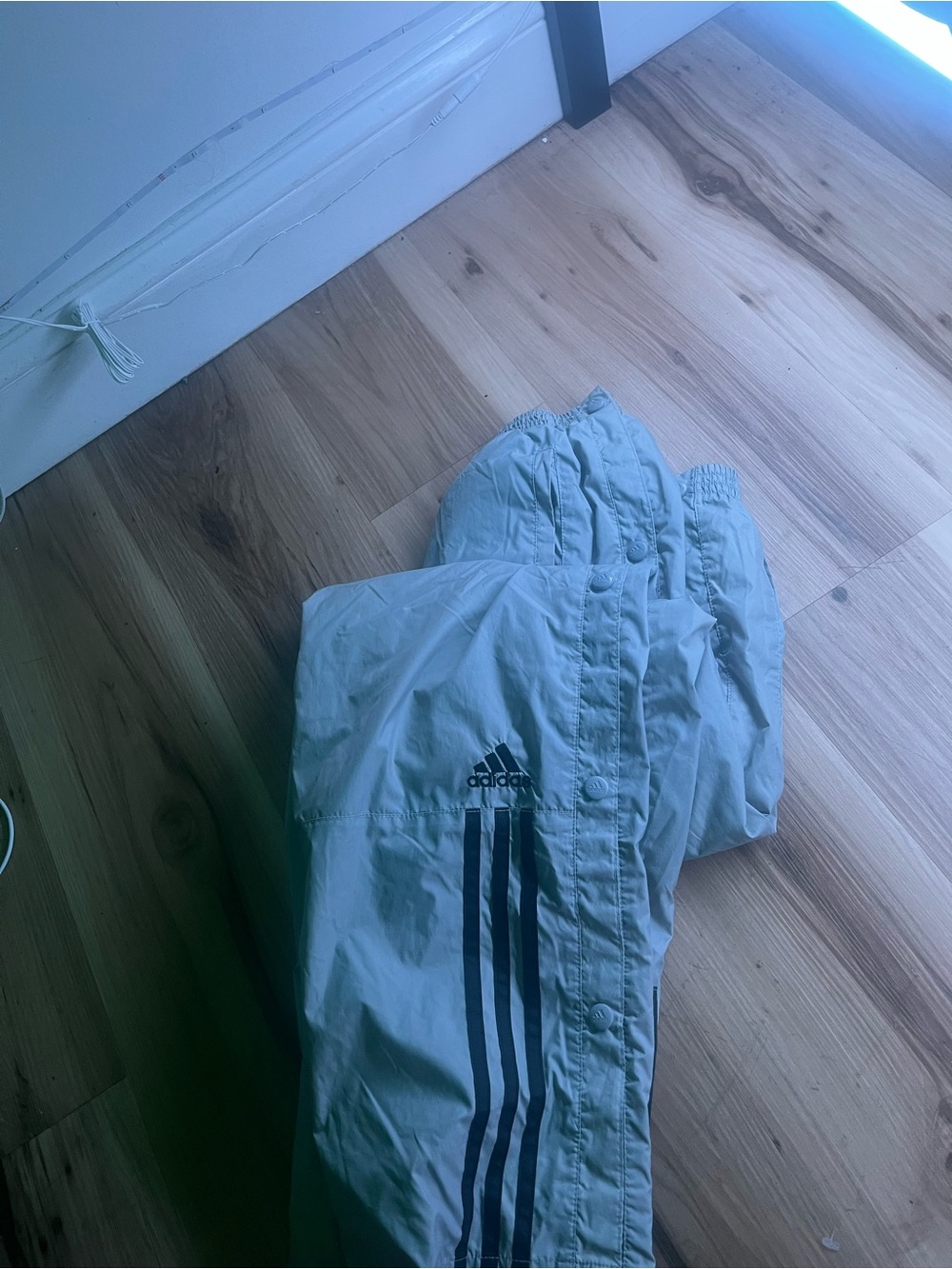 adidas Kids Light Gray Track Pants with Navy Three Stripes